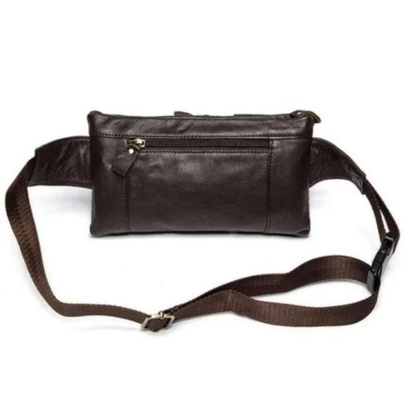 New Leather Fanny Pack, Waist Bag for Travel Outdoor Brown 09 - Picture 6 of 9